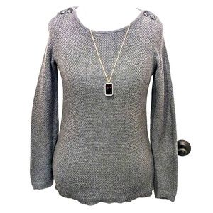 ANN TAYLOR LOFT GRAY KNIT SWEATER